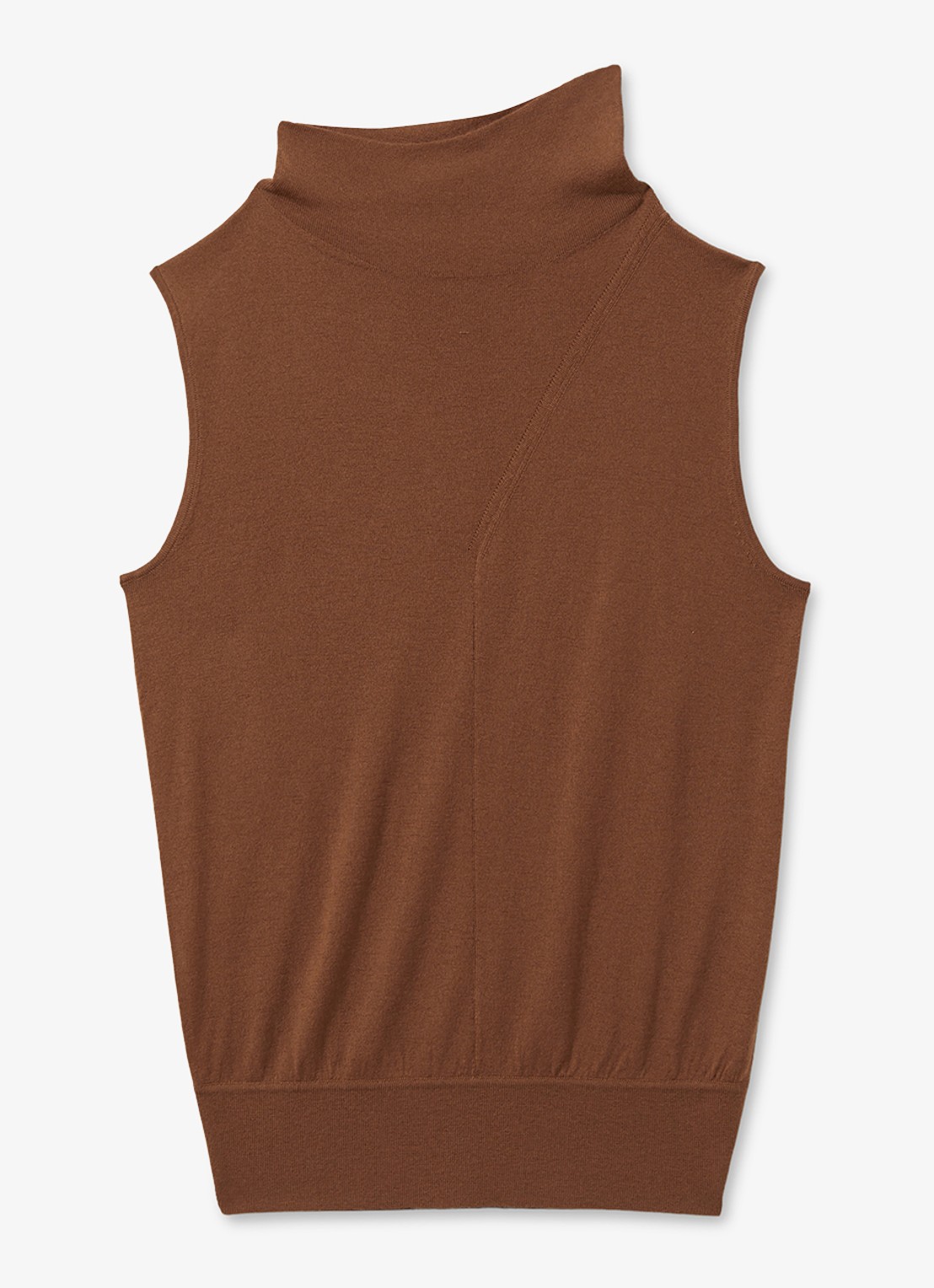 Reiss Harper mouwloze top van wol met col - voorkant 9 cognac