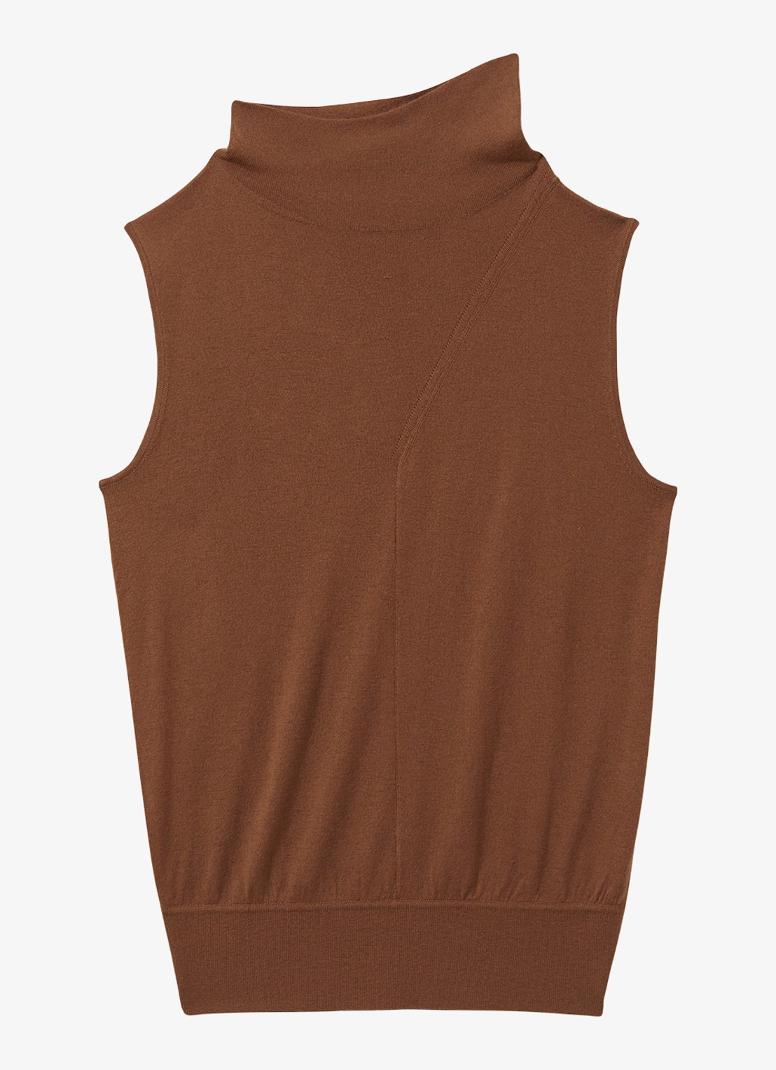 Reiss Harper mouwloze top van wol met col - voorkant 11 cognac