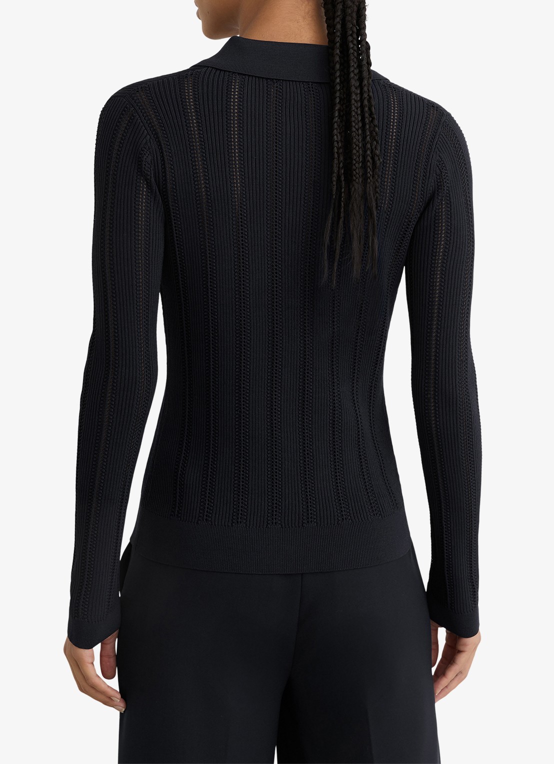 Reiss Harri fijngebreid vest met kraag - achterkant donkerblauw