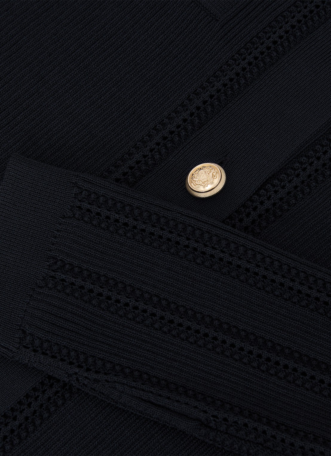 Reiss Harri fijngebreid vest met kraag - detail 4 donkerblauw