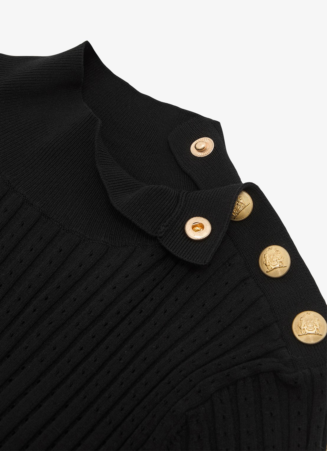 Reiss Harriet gebreide midi jurk met plooien - detail 7 black / zwart
