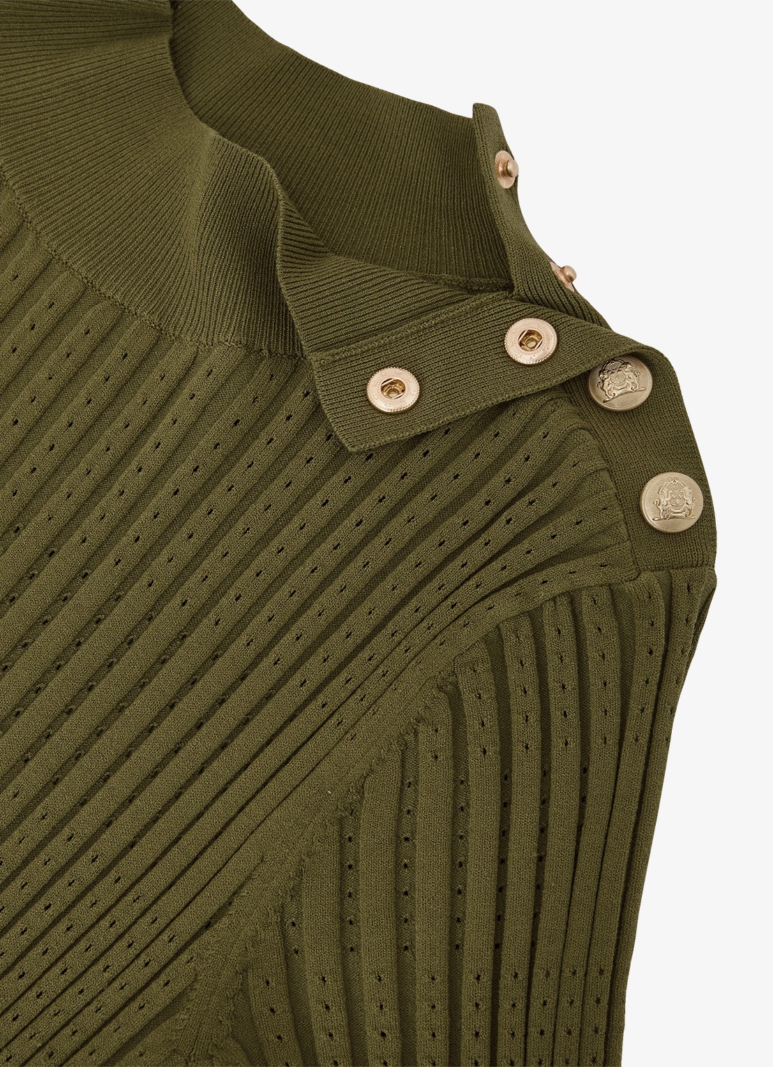 Reiss Harriet gebreide midi jurk met plooien - detail 7 groen