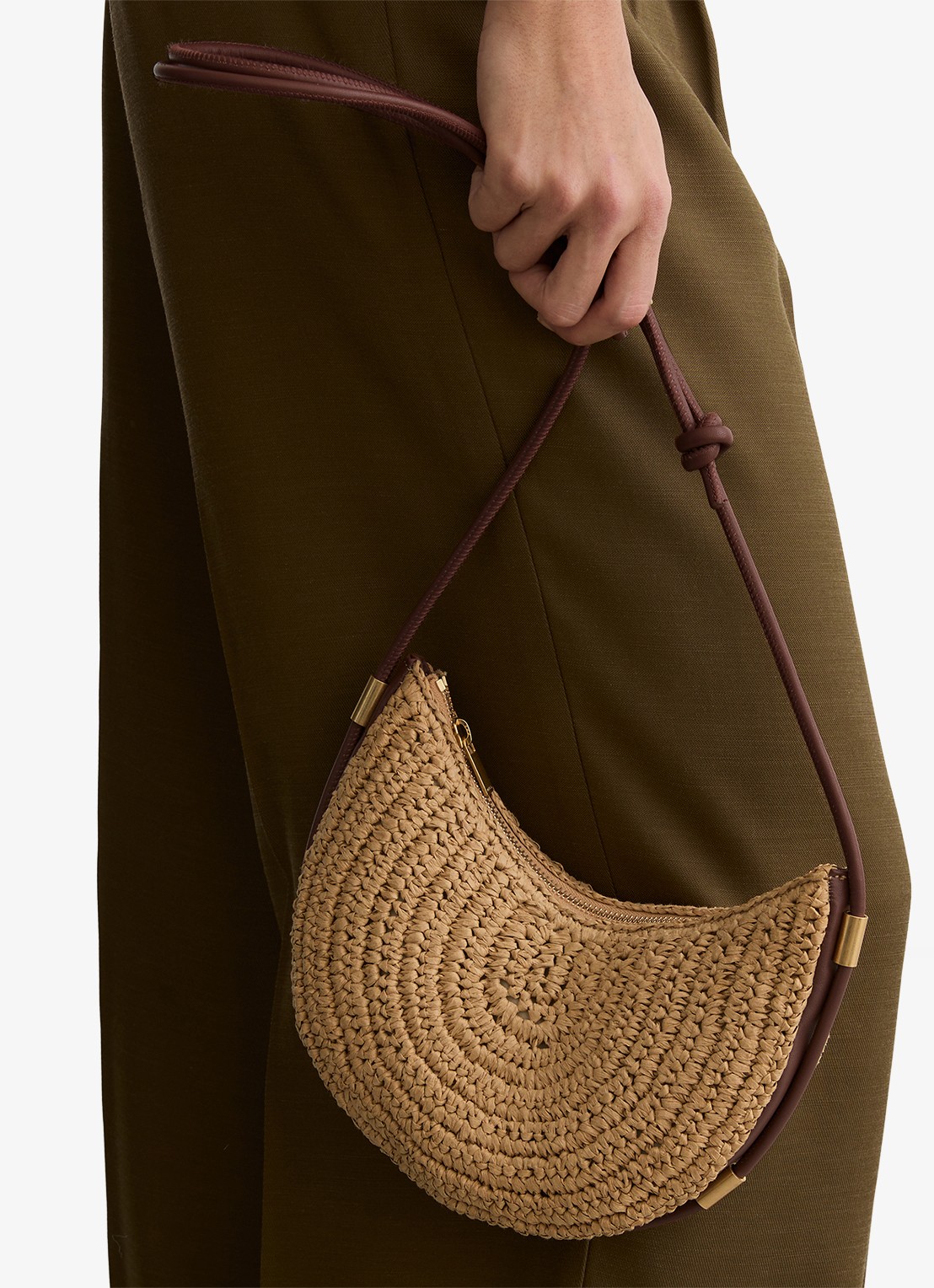 Reiss Harriet schoudertas met details van leer - voorkant 2 bruin