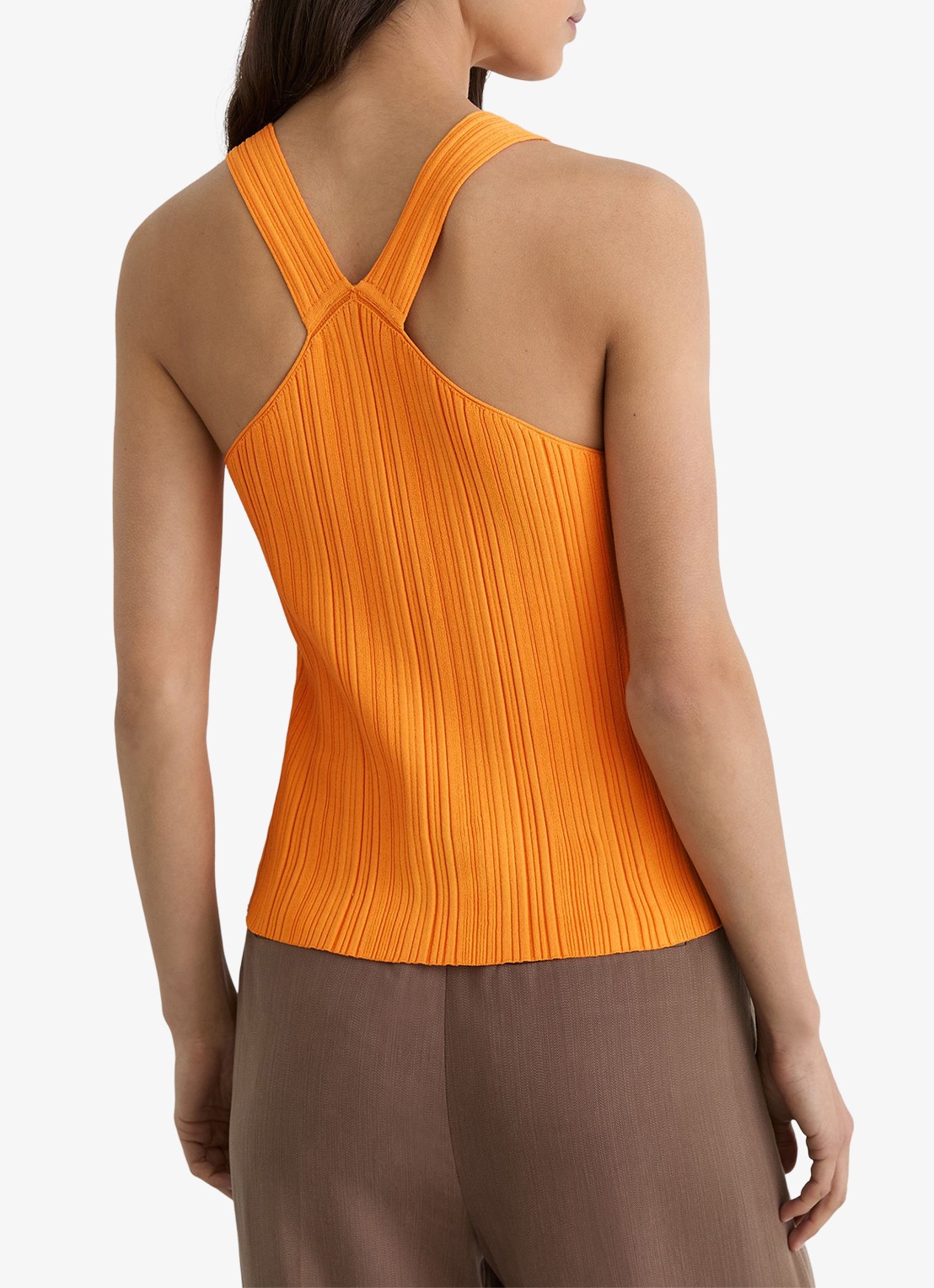 Reiss Harris fijngebreide top met V-hals - achterkant orange / oranje