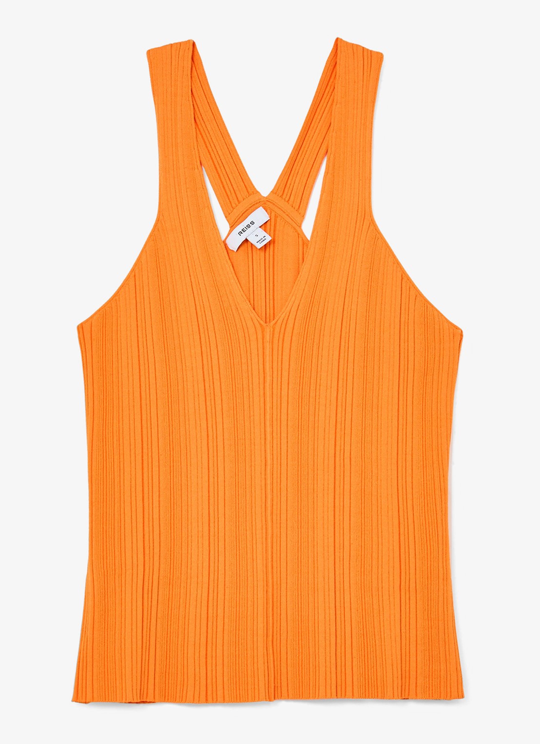 Reiss Harris fijngebreide top met V-hals - voorkant 5 orange / oranje
