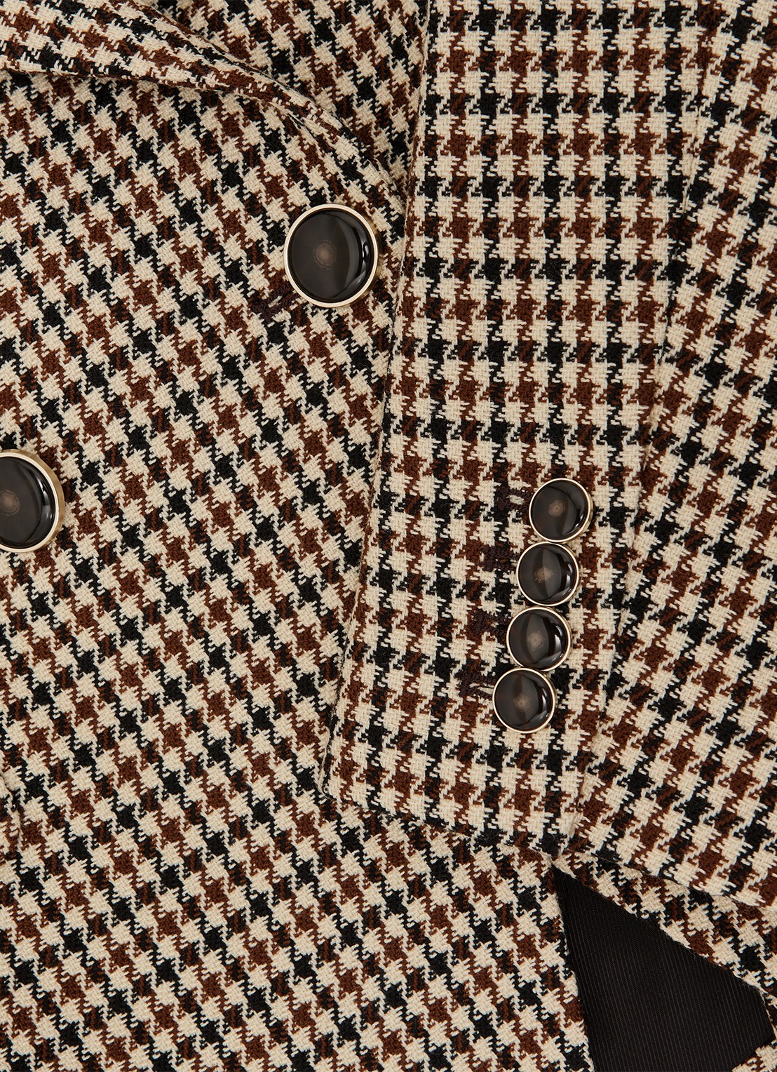 Reiss Hartley double-breasted blazer in wolblend met pied-de-poule dessin - detail 4 beige