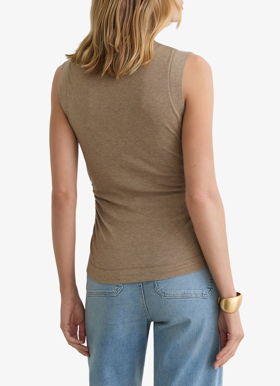 Reiss Hattie fijngebreide coltrui in wolblend - achterkant dark neutral / beige