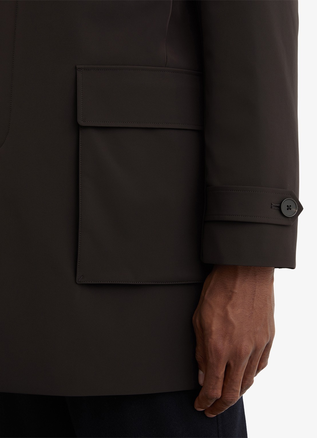 Reiss Haylen jas met uitneembare binnenjas  - detail 3 donkerbruin
