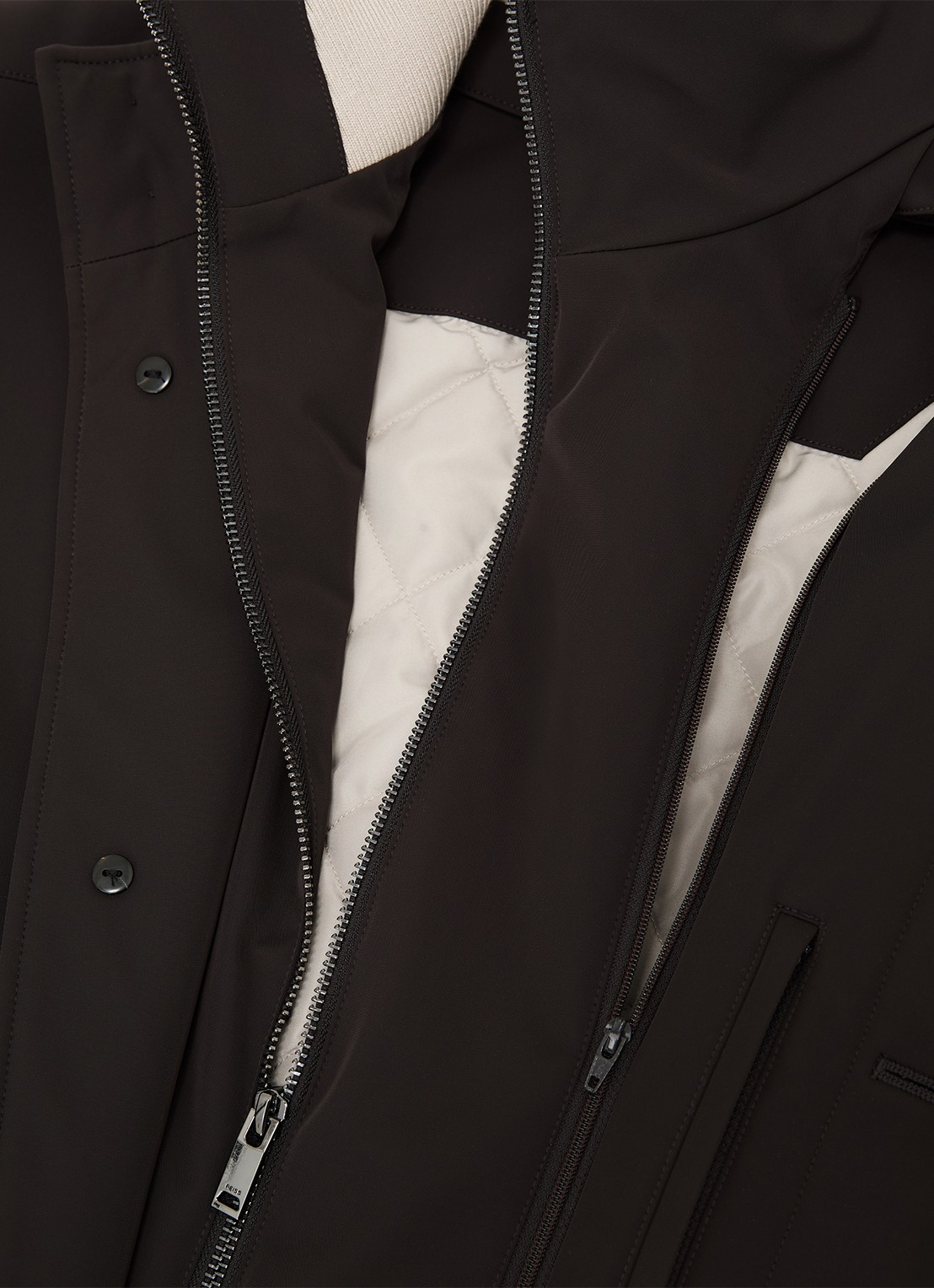 Reiss Haylen jas met uitneembare binnenjas  - detail 4 donkerbruin