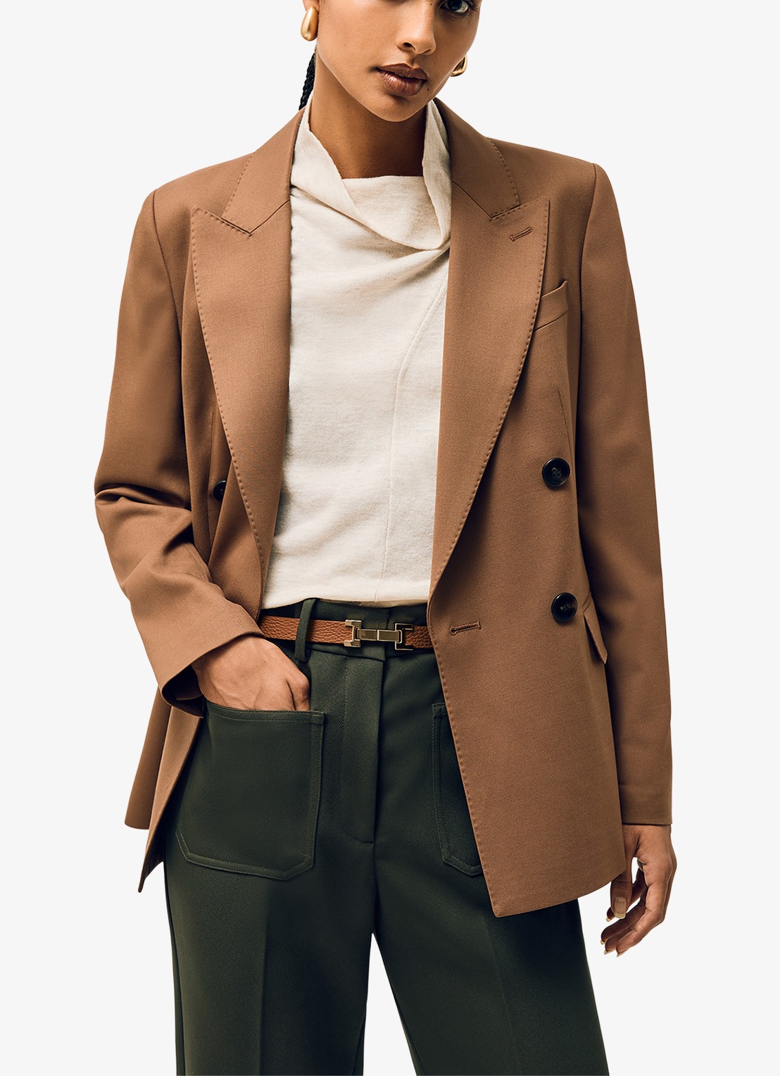 Reiss Hayley riem van leer - voorkant 2 bruin