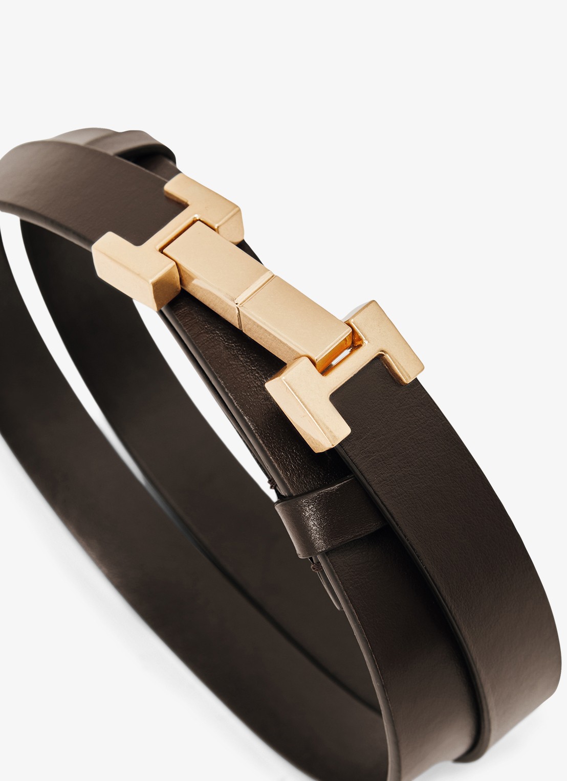 Reiss Hayley riem van leer - detail 4 chocoladebruin