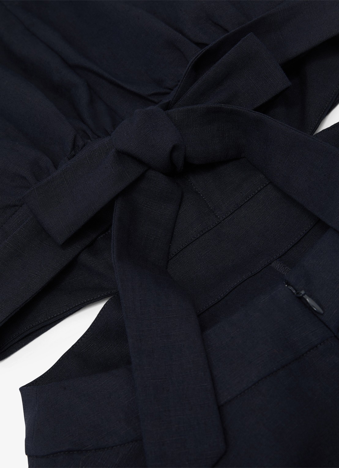 Reiss HAZEL Linen-Cotton Cut-Out Midi Dress - detail 4 donkerblauw