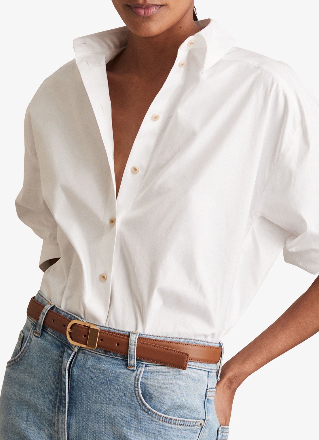 Reiss Hazel riem van leer - detail 4 bruin