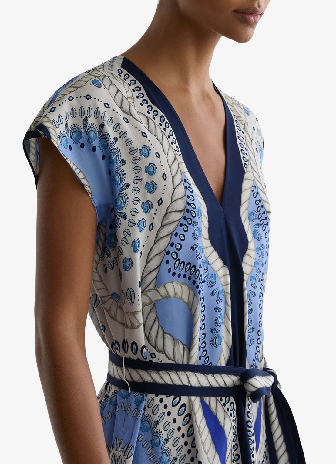 Reiss Heidi midi jurk met grafische print - detail 2 blauw