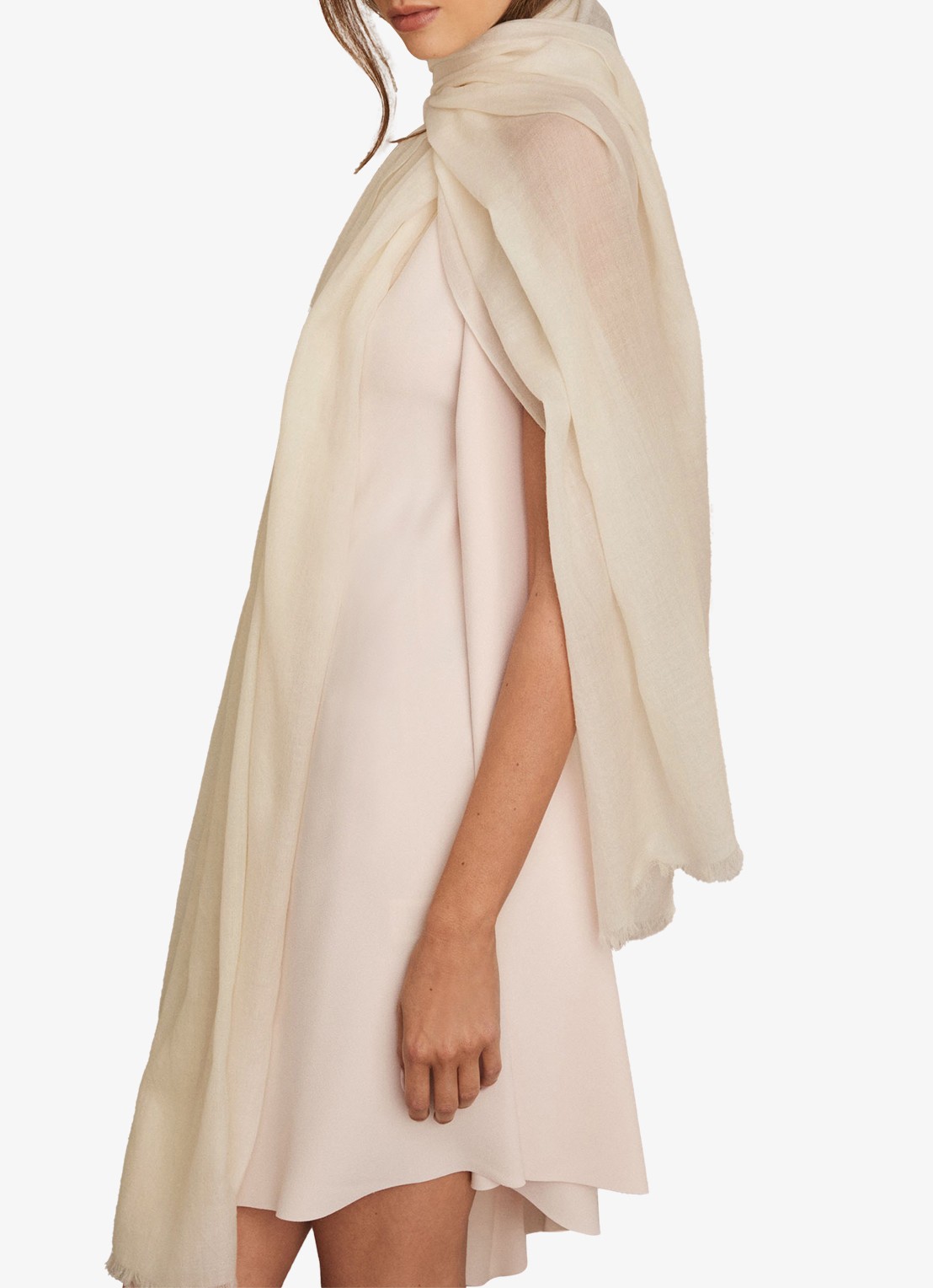 Reiss Heidi sjaal in kasjmierblend 210 x 105 cm - voorkant 6 wit