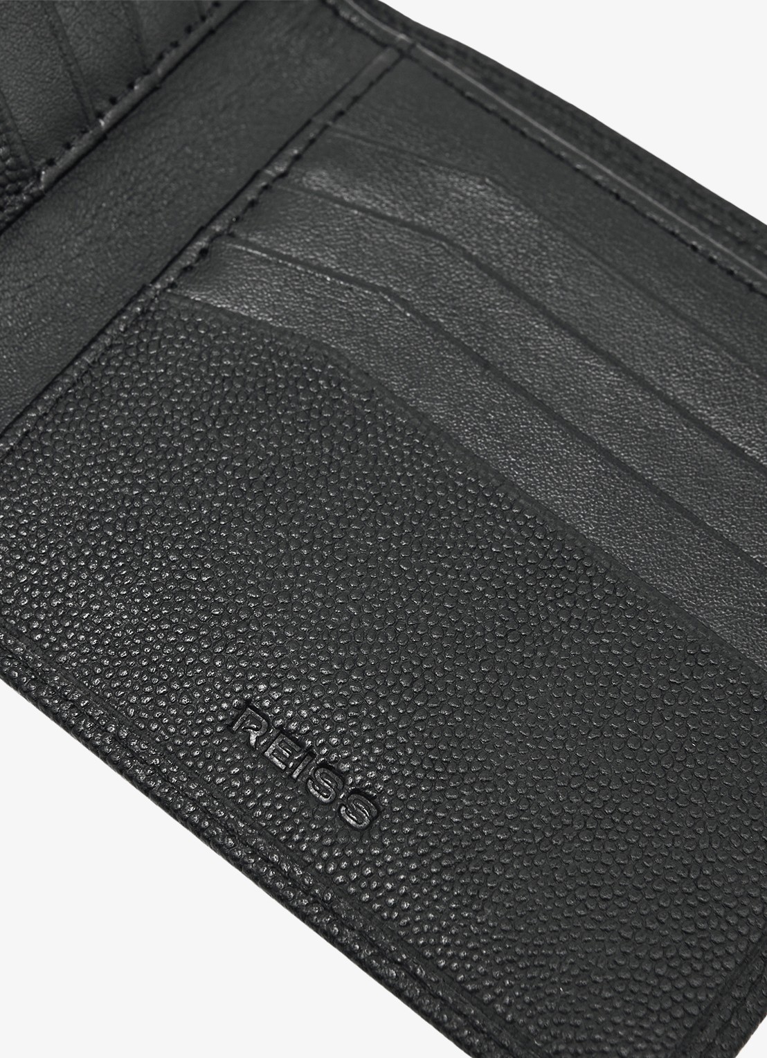 Reiss Henry portemonnee van leer met structuur - detail 3 black / zwart