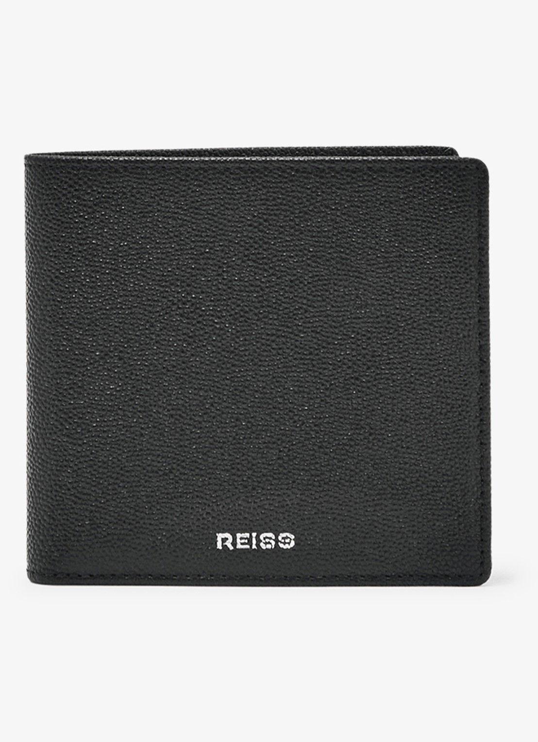 Reiss Henry portemonnee van leer met structuur - voorkant black / zwart