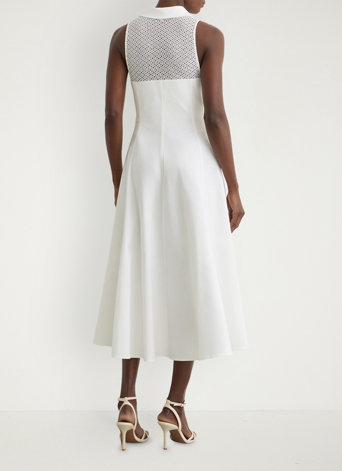 Reiss Hera midi jurk met broderie - achterkant 7 wit