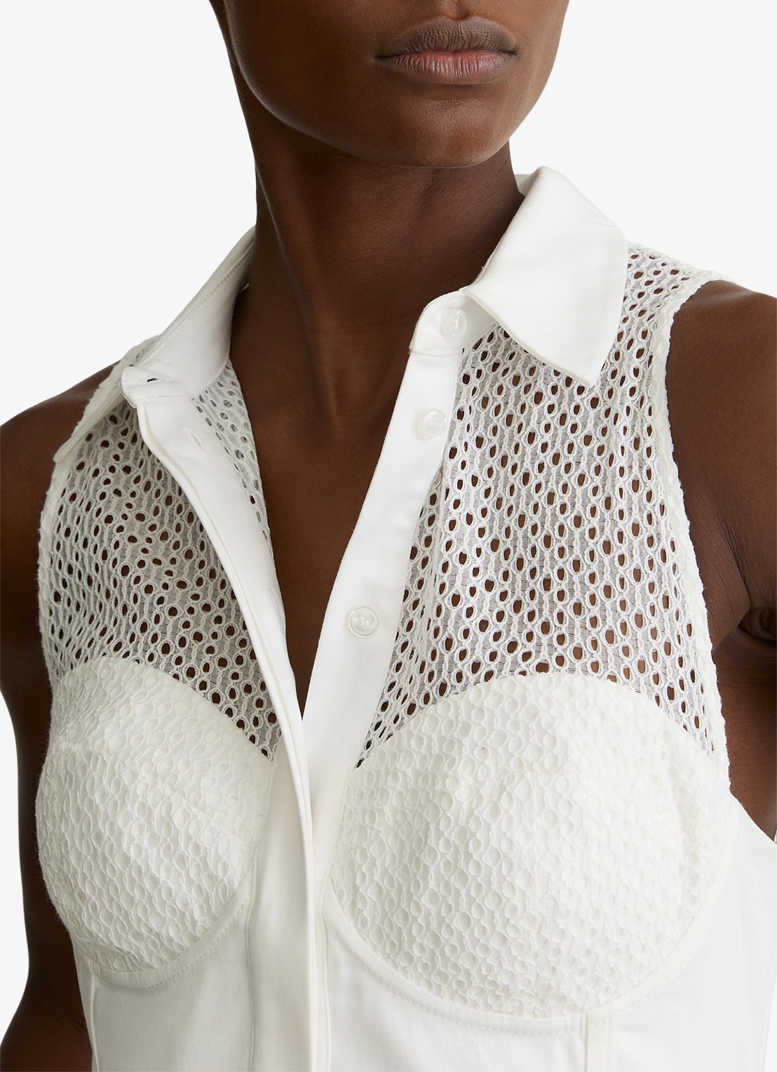 Reiss Hera midi jurk met broderie - detail 2 wit