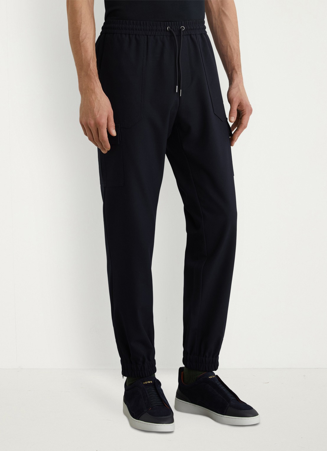 Reiss Hidden tapered fit pantalon met klepzakken - detail 4 donkerblauw