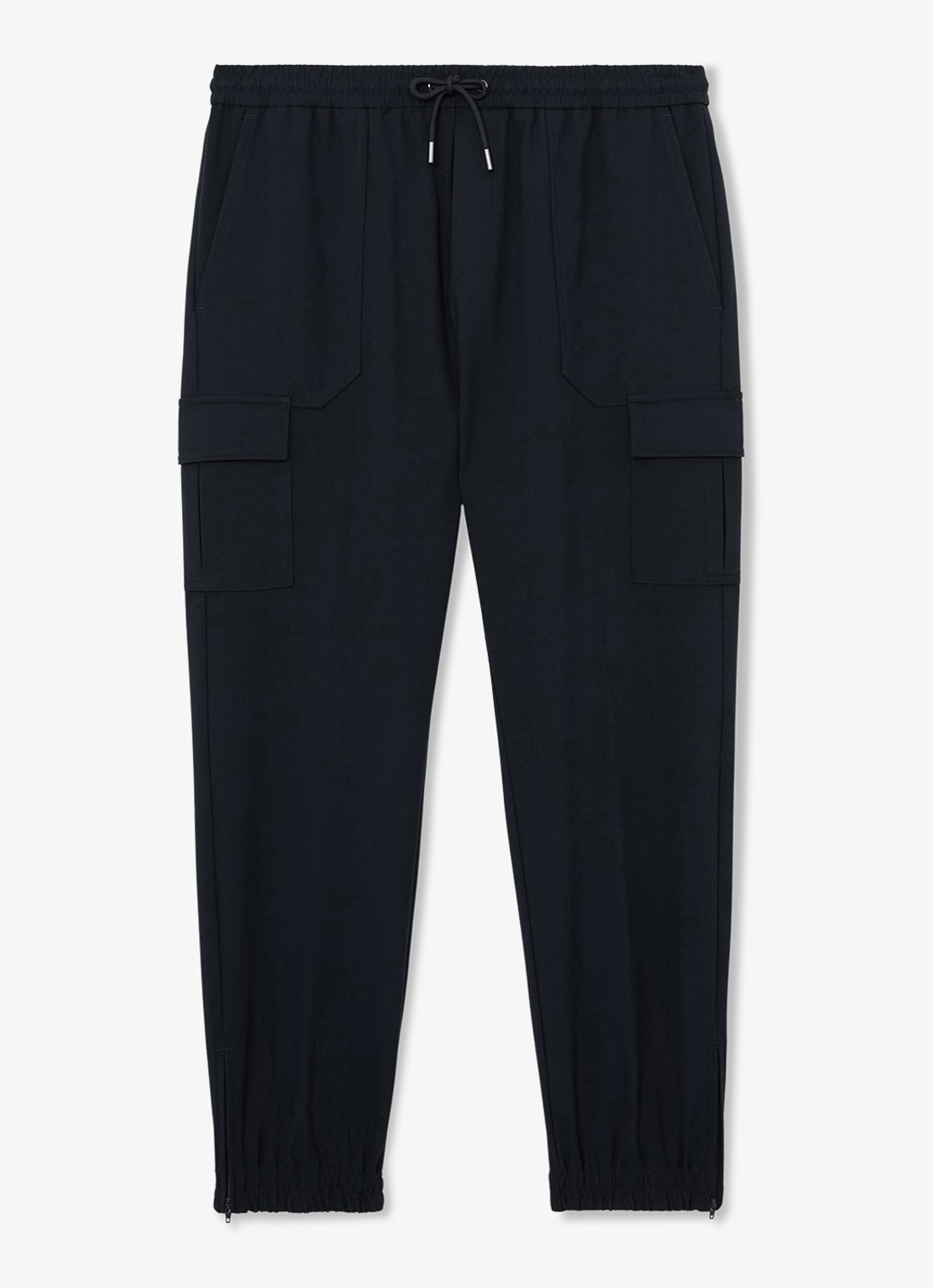 Reiss Hidden tapered fit pantalon met klepzakken - voorkant 2 donkerblauw
