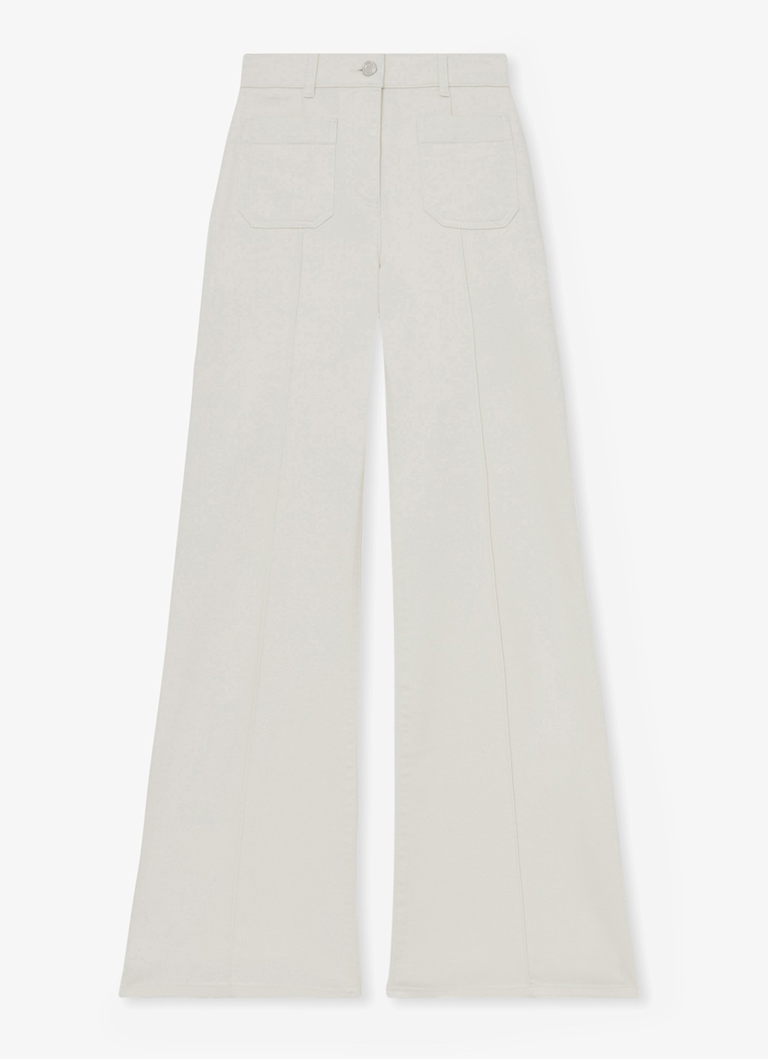 Reiss High waist flared jeans met opgestikte zakken - voorkant 5 gebroken wit