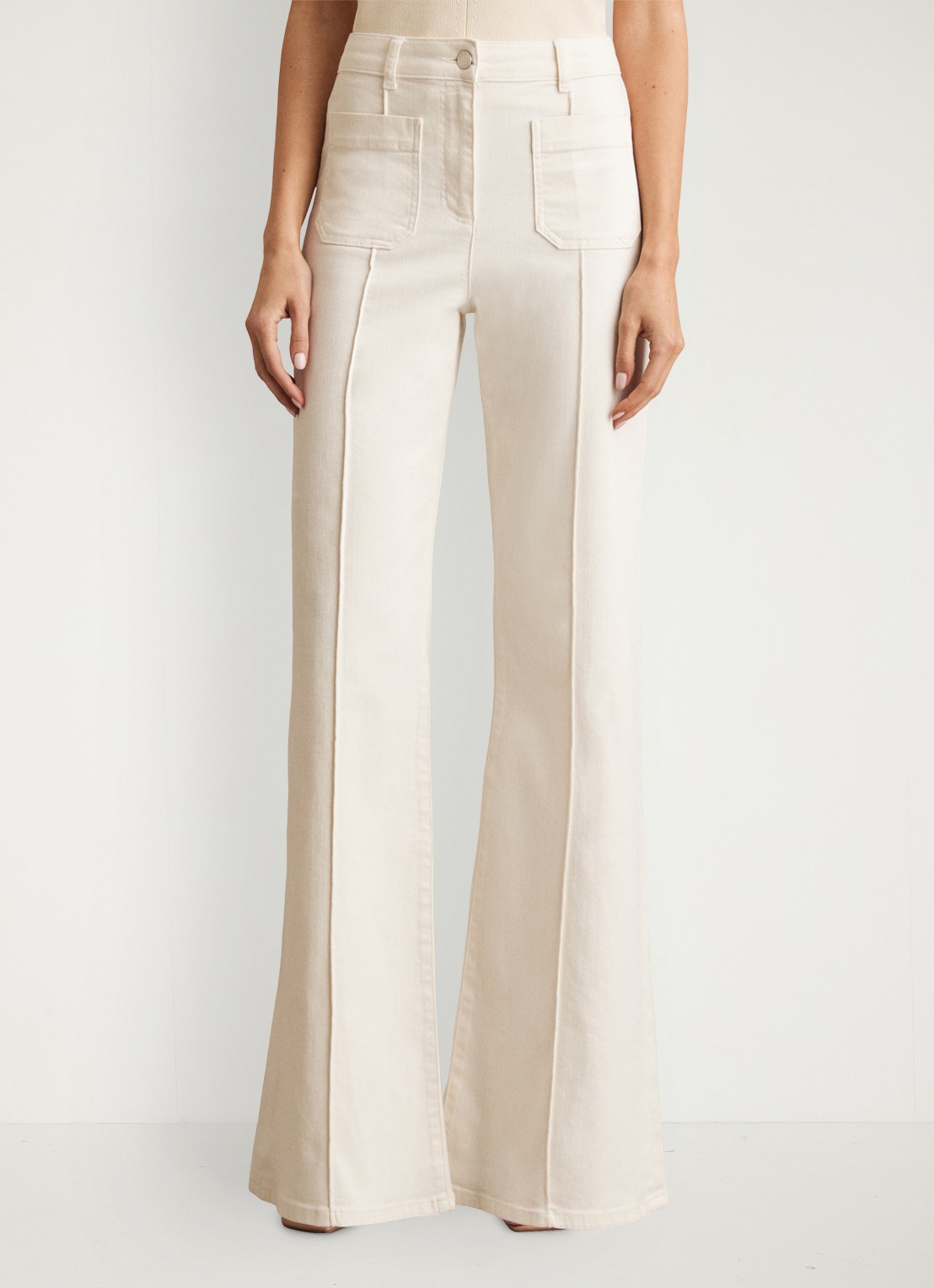 Reiss High waist flared jeans met opgestikte zakken - detail 2 gebroken wit