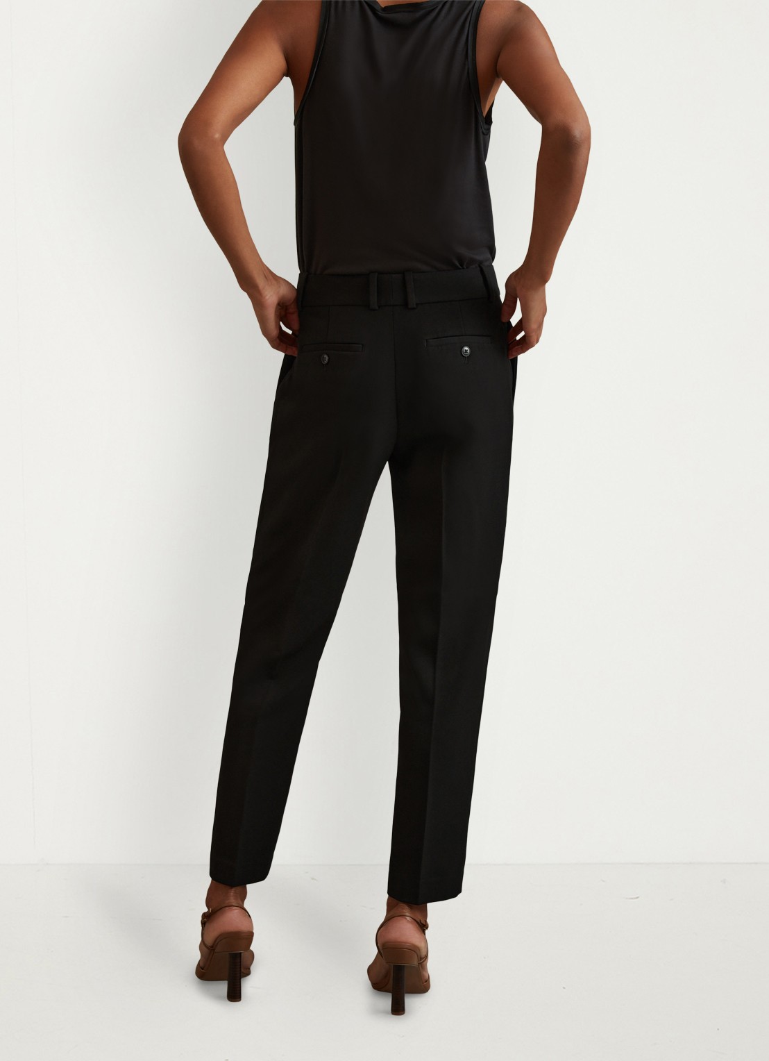 Reiss High waist straight fit pantalon met steekzakken - achterkant 3 black / zwart