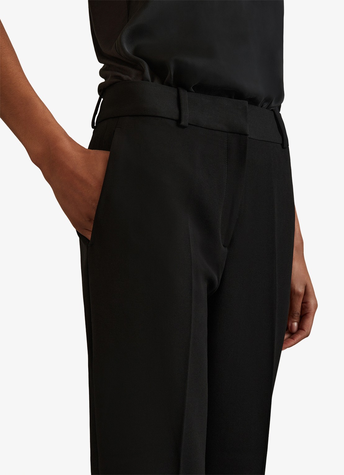 Reiss High waist straight fit pantalon met steekzakken - detail 4 black / zwart