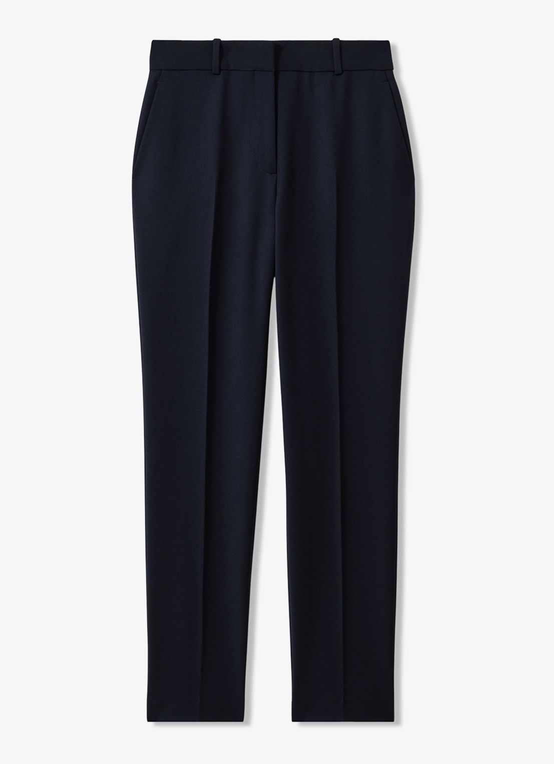 Reiss High waist straight fit pantalon met steekzakken - voorkant 2 donkerblauw