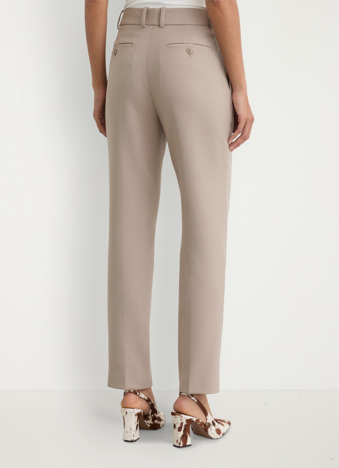 Reiss High waist straight fit pantalon met steekzakken - achterkant 3 stone neutral / beige