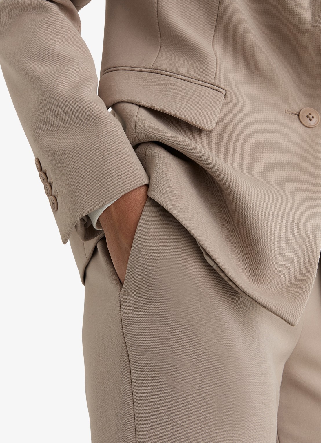Reiss High waist straight fit pantalon met steekzakken - detail 6 stone neutral / beige