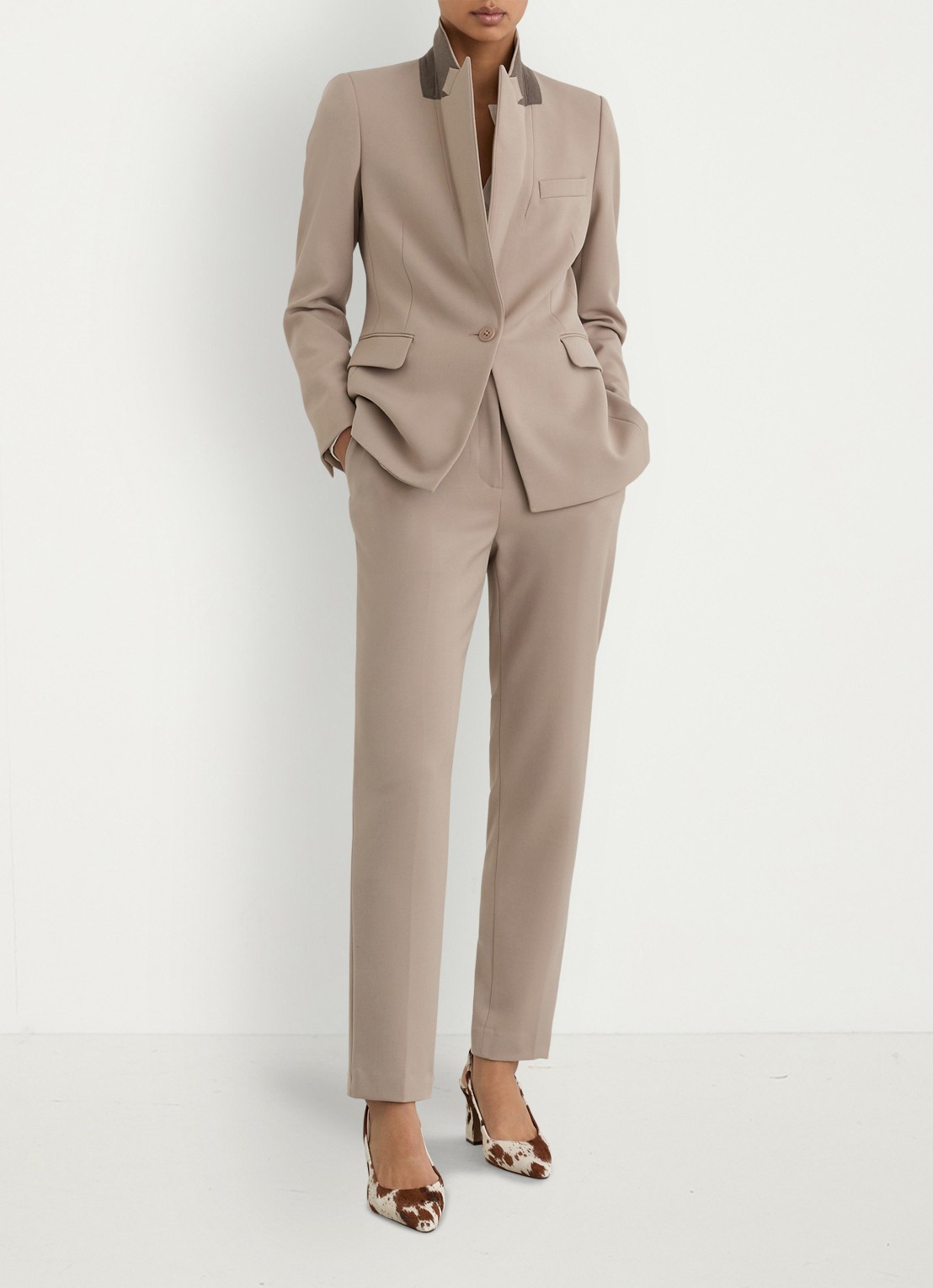 Reiss High waist straight fit pantalon met steekzakken - detail 7 stone neutral / beige