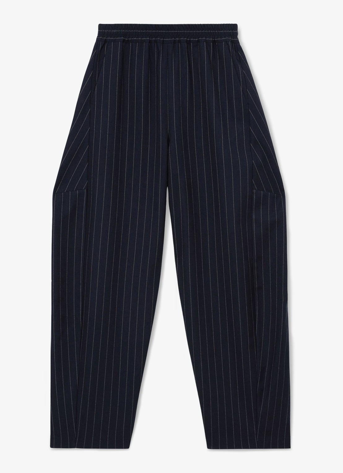 Reiss High waist tapered fit pantalon met krijtstreep - voorkant donkerblauw