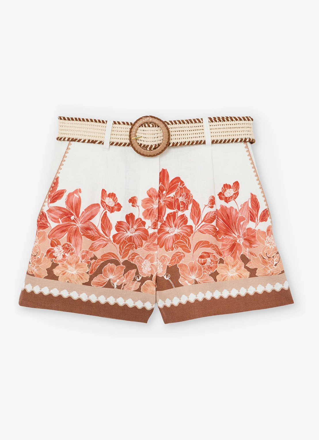 Reiss High waist wide fit korte broek met bloemenprint - voorkant multicolor