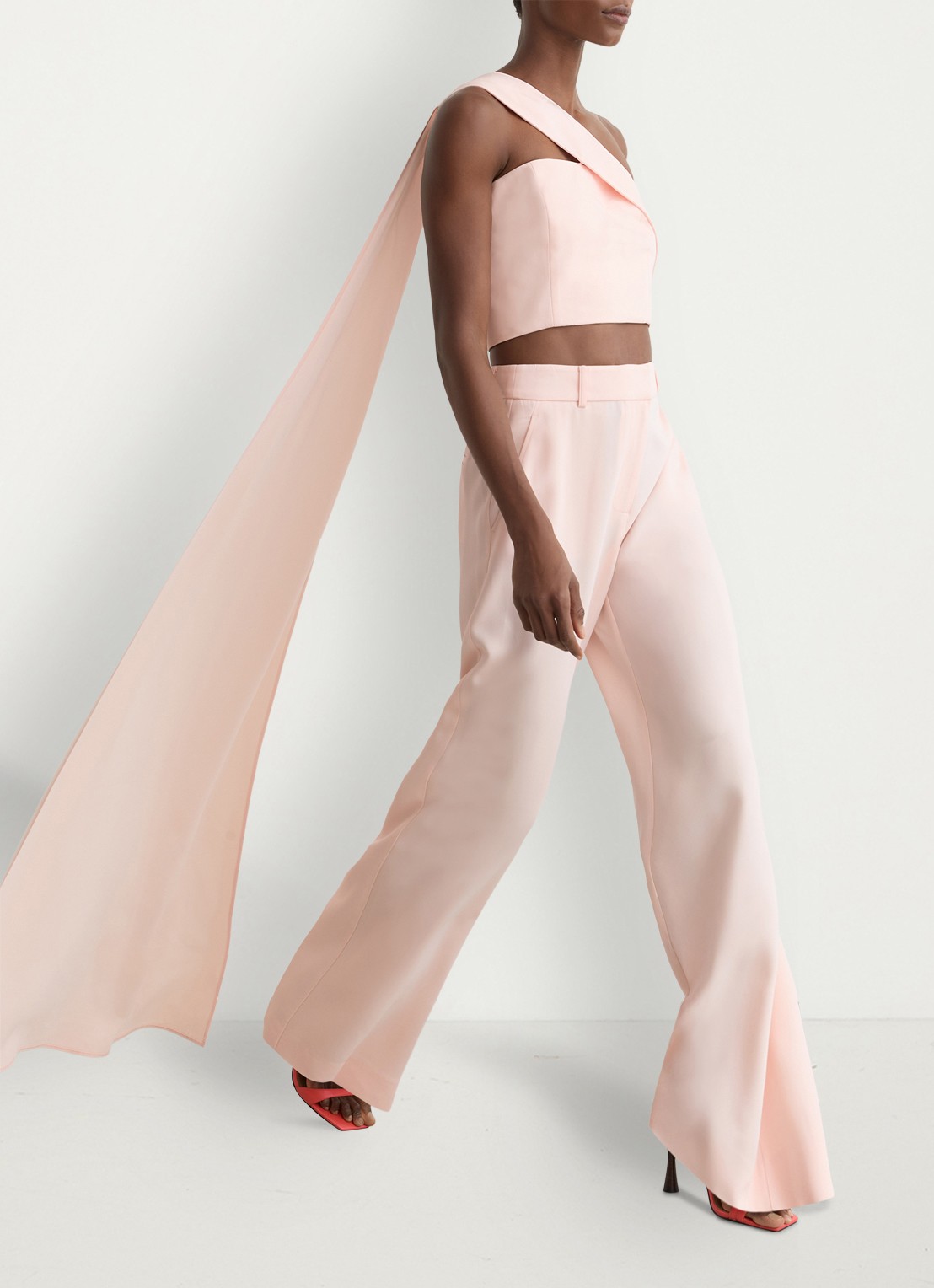 Reiss High waist wide fit pantalon met steekzakken - detail 6 lichtroze