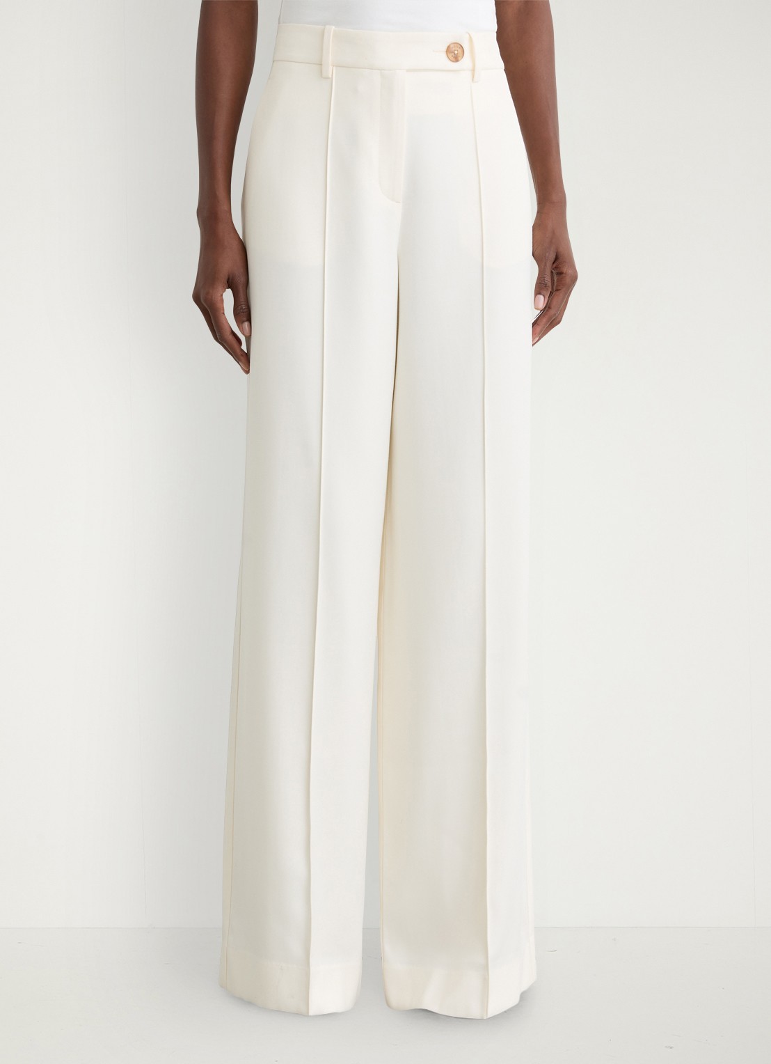 Reiss High waist wide fit pantalon met steekzakken - detail creme