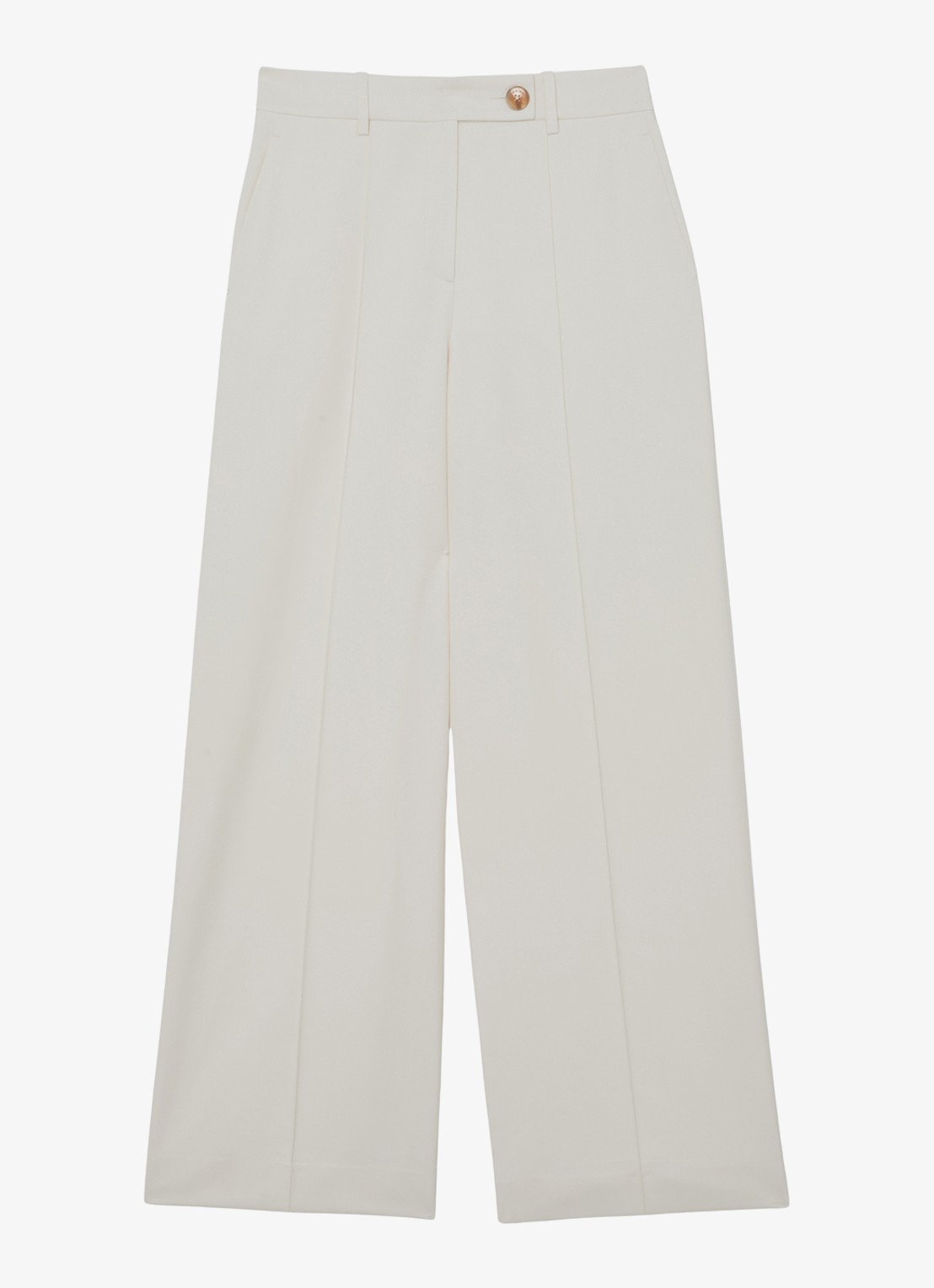 Reiss High waist wide fit pantalon met steekzakken - voorkant 6 creme
