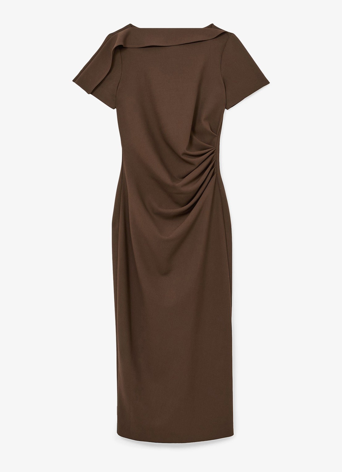 Reiss Hilary midi jurk met geplooid detail - voorkant 5 bruin
