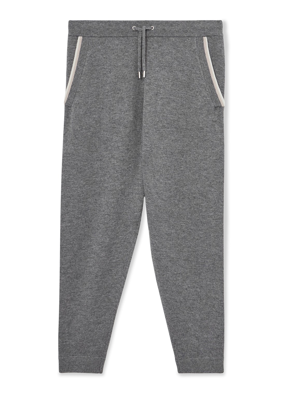 Reiss Hillside tapered fit joggingsbroek van wol met steekzakken - voorkant 2 middengrijs