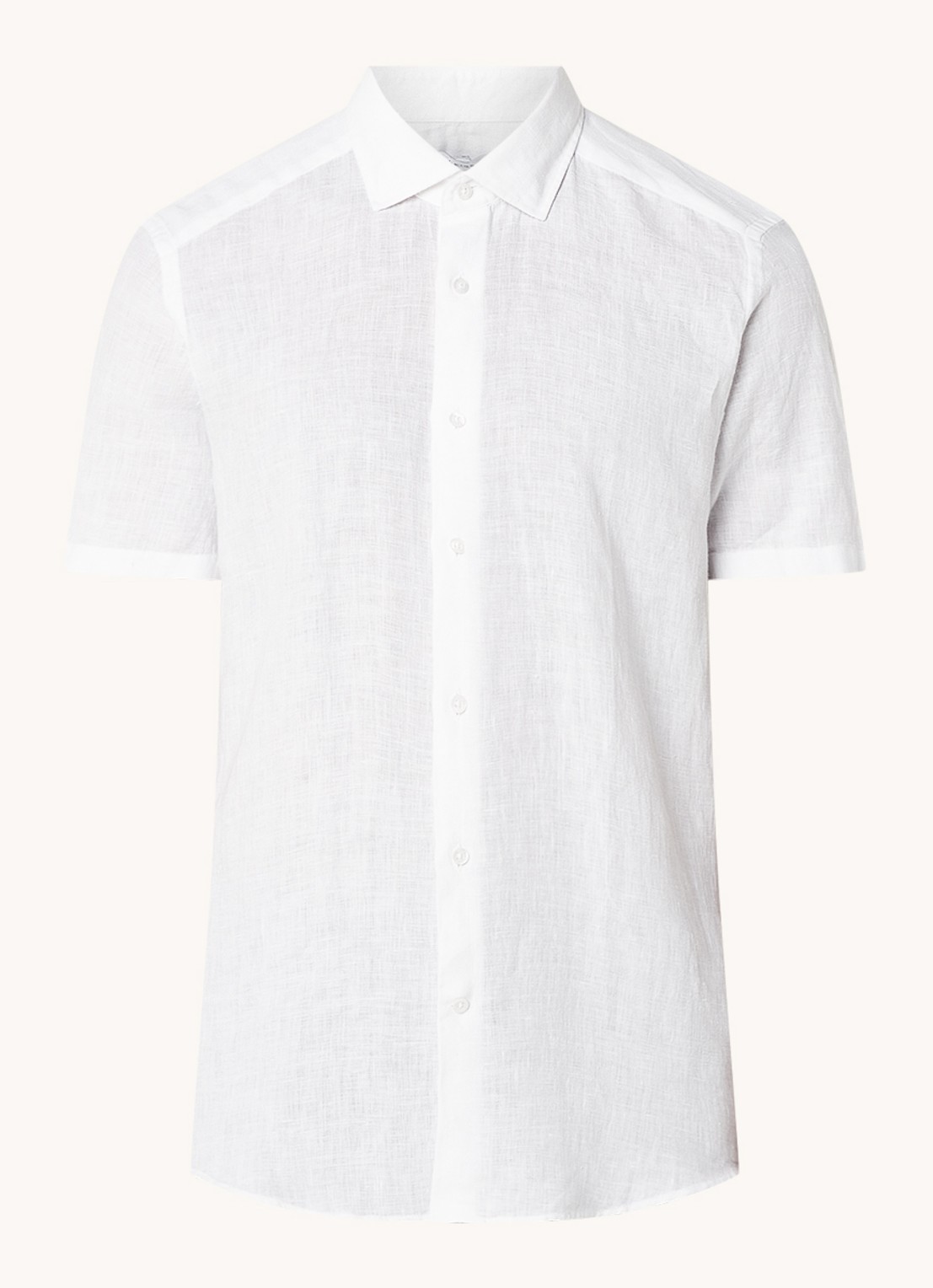 Reiss Holiday slim fit overhemd van linnen - voorkant wit