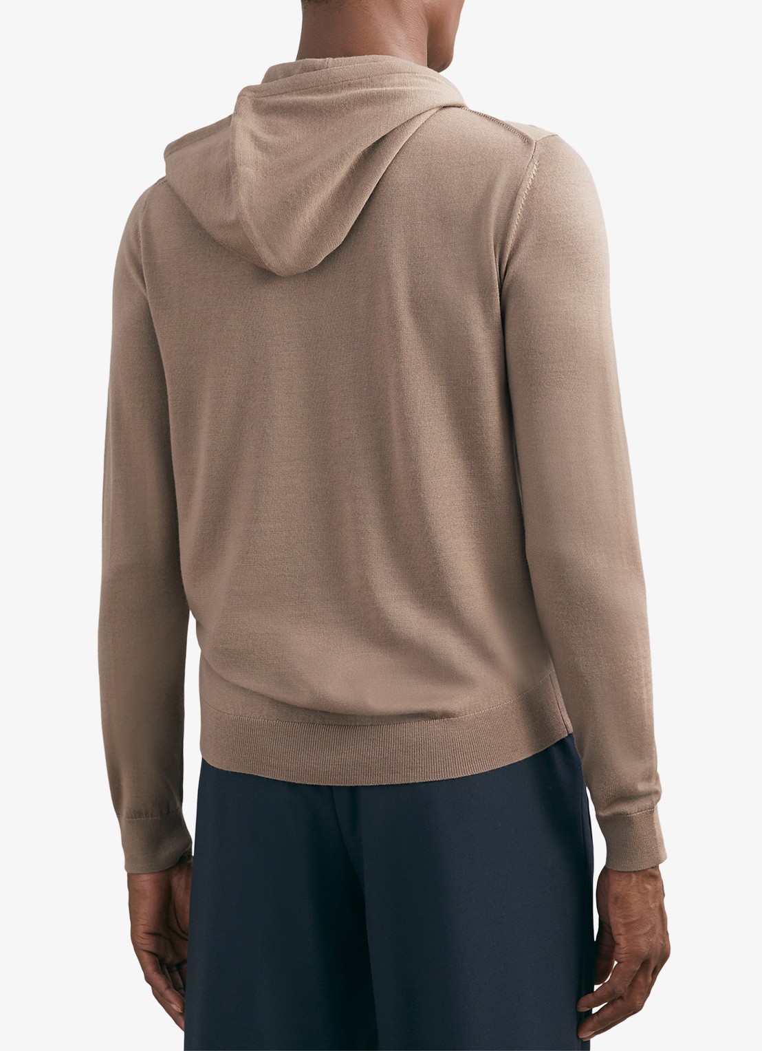Reiss Holland hoodie van merino wol  - achterkant camel