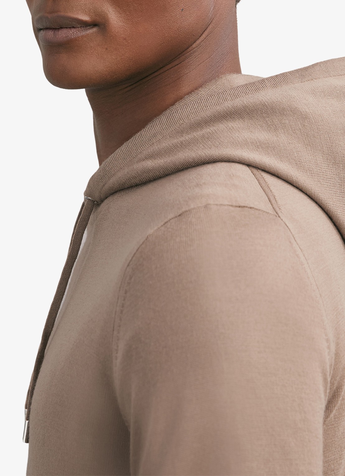 Reiss Holland hoodie van merino wol  - detail 5 camel