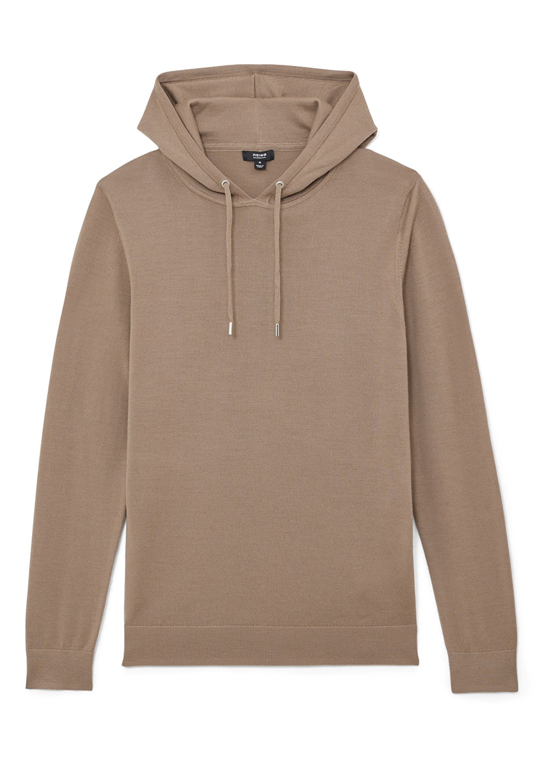 Reiss Holland hoodie van merino wol  - voorkant 2 camel