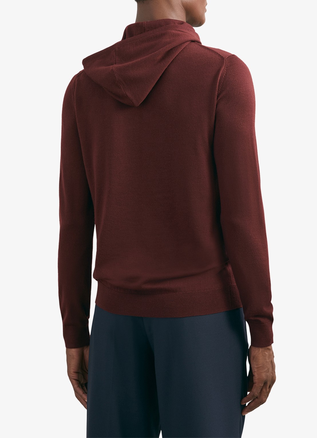 Reiss Holland hoodie van merino wol  - achterkant 5 donkerrood