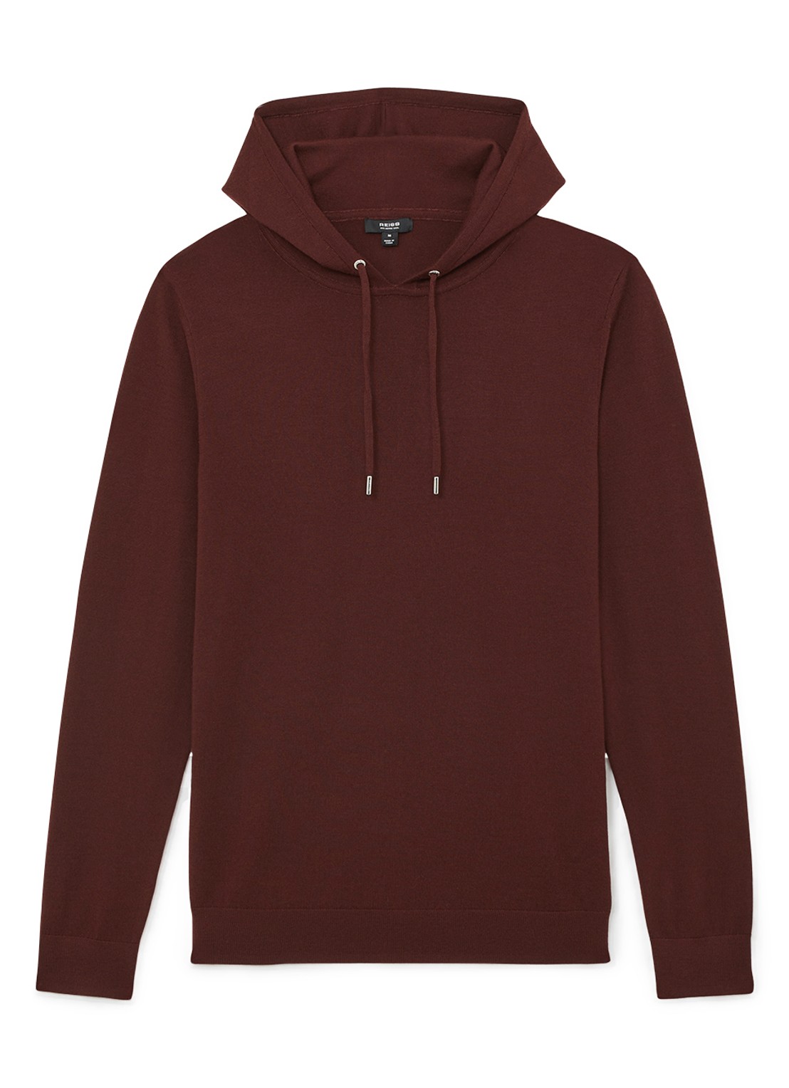 Reiss Holland hoodie van merino wol  - voorkant 3 donkerrood