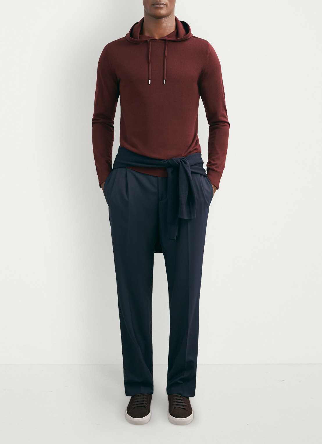 Reiss Holland hoodie van merino wol  - voorkant 4 donkerrood