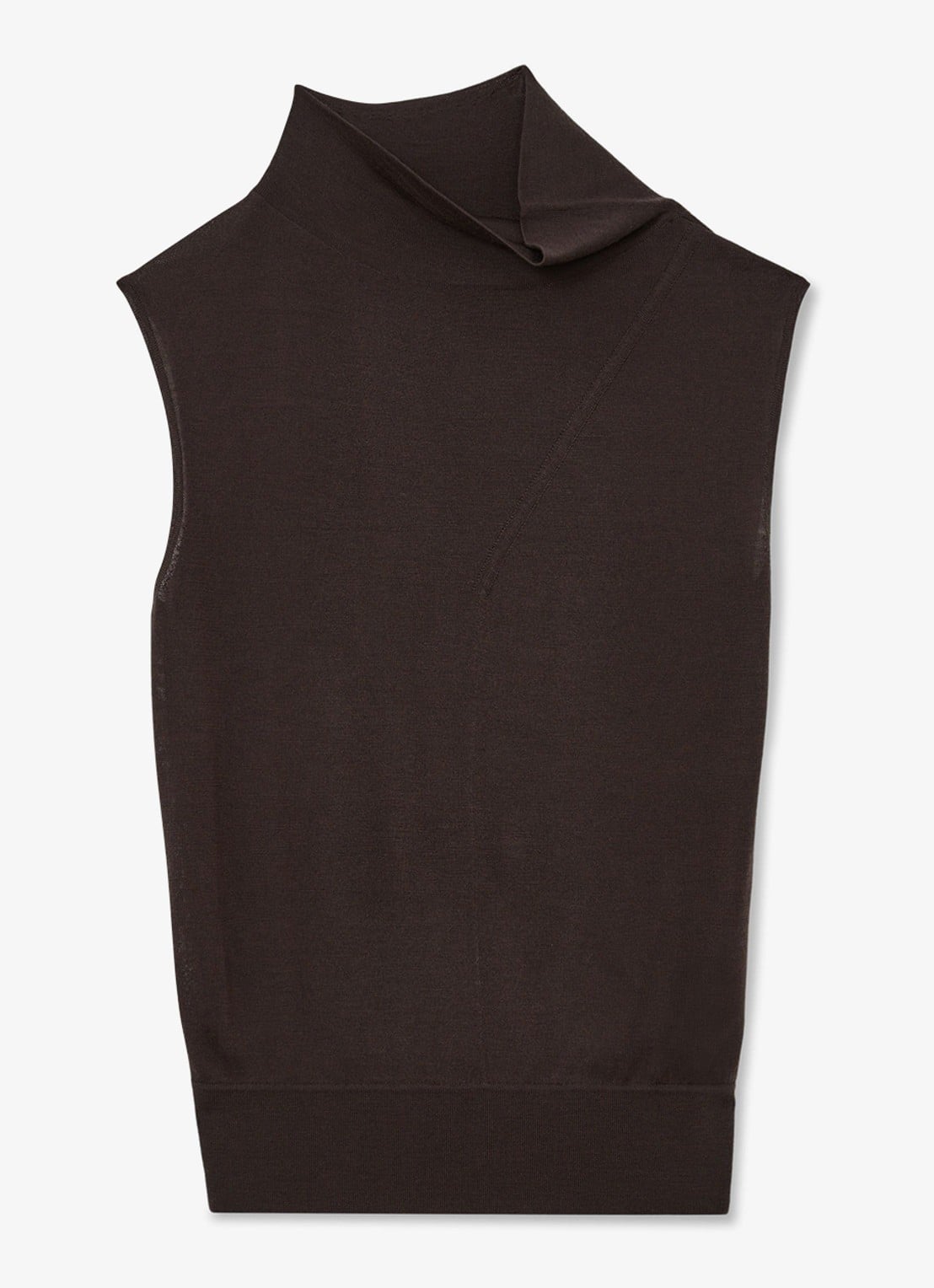 Reiss Honey top van wol met col - voorkant 6 chocolate brown / bruin