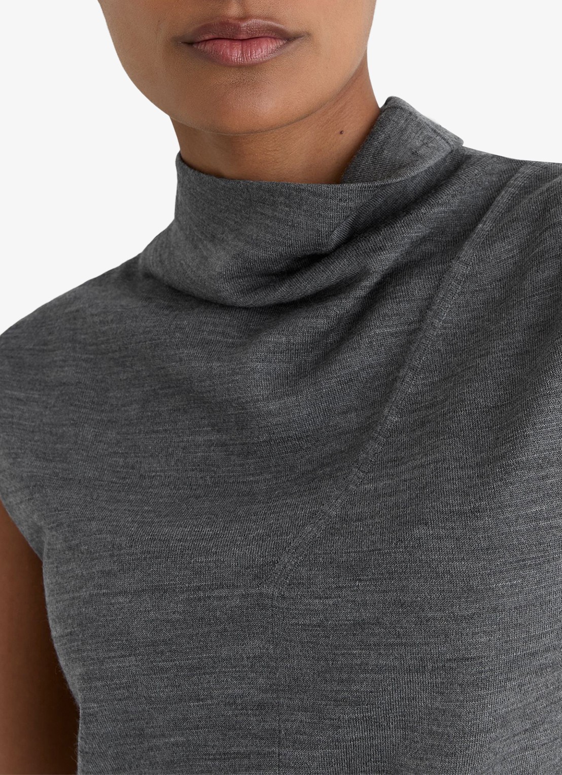 Reiss Honey top van wol met col - detail 2 dark charcoal grey / grijs