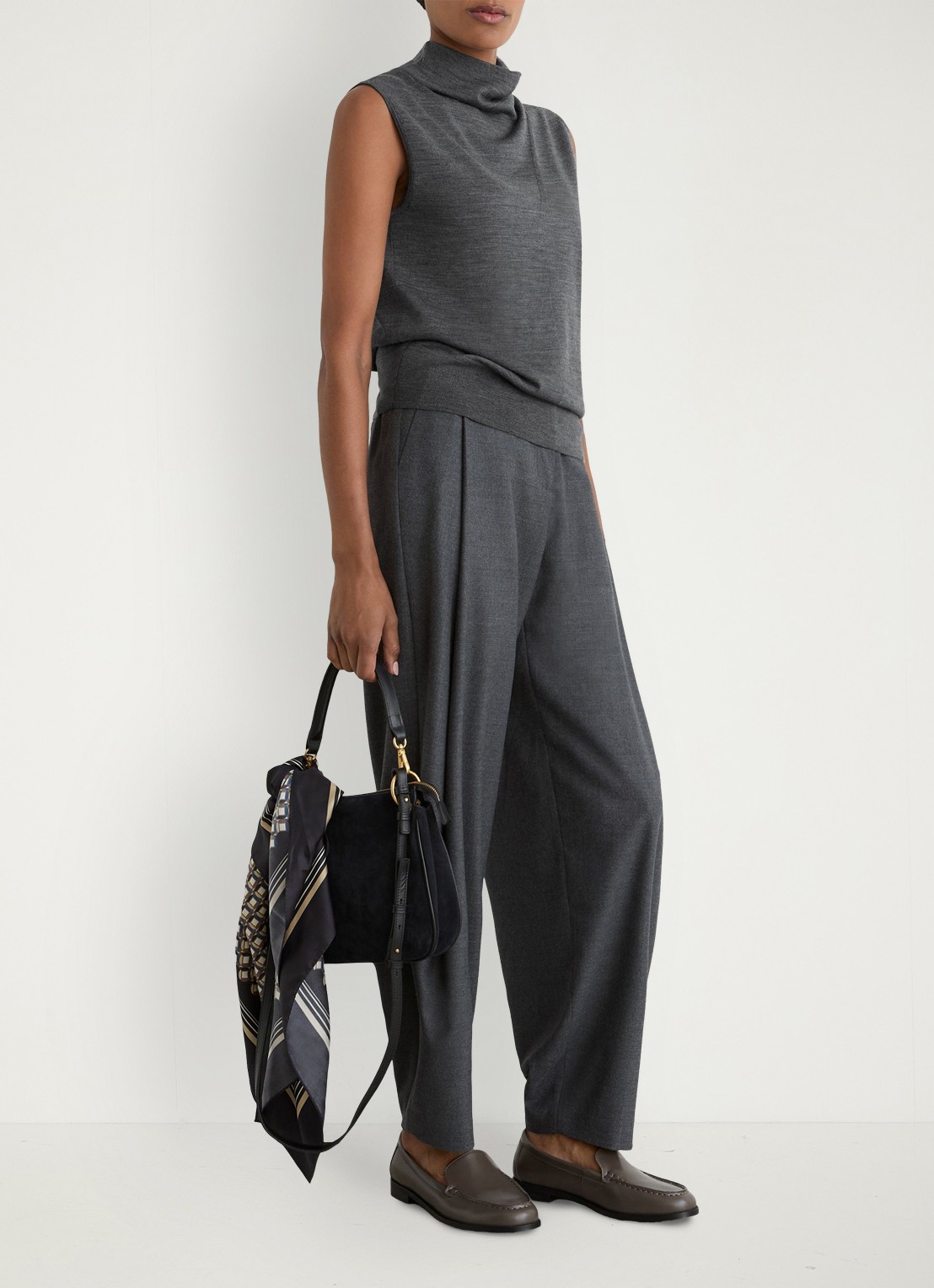 Reiss Honey top van wol met col - voorkant 5 dark charcoal grey / grijs